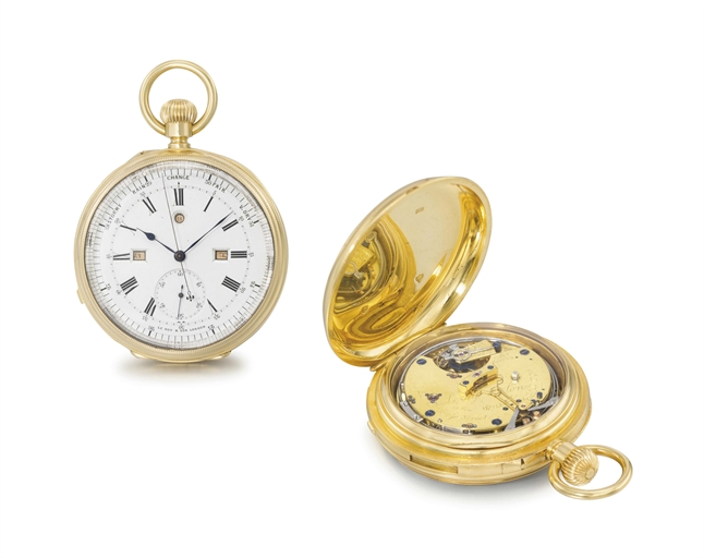 Louis Audemars, made for Leroy & Son. A highly rare and unusual 18K gold openface minute repeating triple calendar keyless lever watch with aneroid barometer