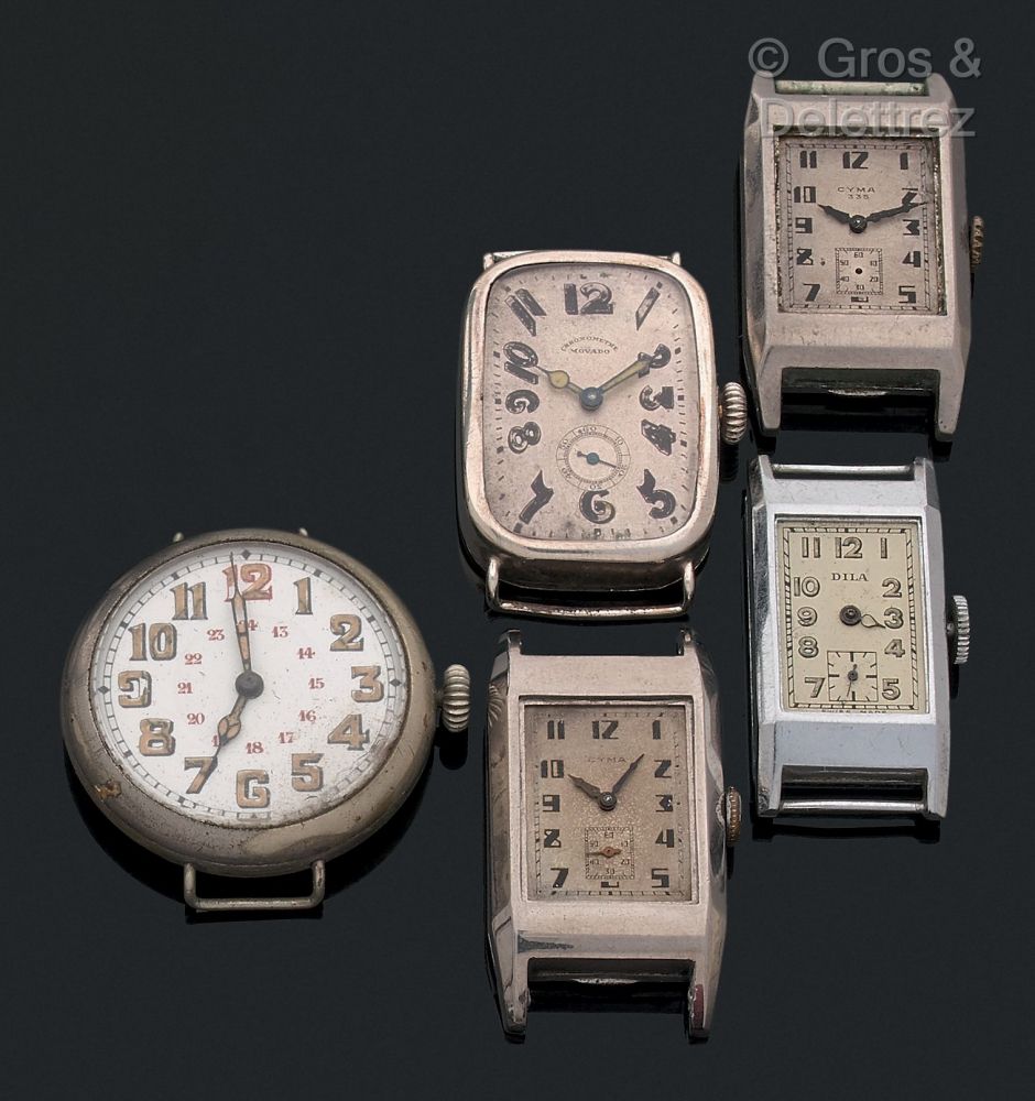 Lot comprenant 5 montres rectangles et une... - Lot 10 - Gros & Delettrez