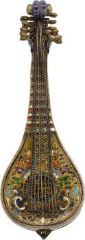 Bailly Paris Unusual Enamel, Silver & Pearl Form Mandolin For.The Turkish Market, circa 1820....