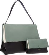 Celine Green & Black Leather All Soft Shoulder Bag.