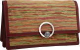 Hermes Rouge H Calf Box & Vibrato Leather Sac Anneau Clutch Bag.with Palladium Hardware.