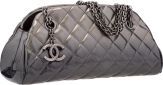 Chanel Ombre Gray Patent Leather Bowling Bag with Gunmetal.Hardware.