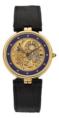 Patek Philippe Very Fine & Rare Ref. 3883 Skeleton Wristwatch.With Unique Gold & Enamel Case, circa 1990's....