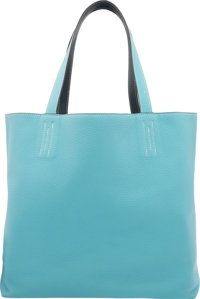 Hermes Blue Atoll Clemence & Colvert Evergrain Leather Double.Sens PM Reversible Tote Bag. T, 2015. Excellent to.Prist...