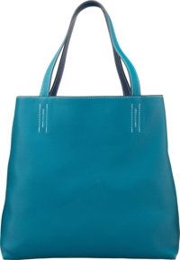 Hermes Blue Izmir & Blue Saphir Clemence Leather Double Sens GM.Reversible Tote Bag. R Square, 2014. Excellent to.Pristine...