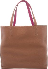 Hermes Marron d'Inde & Tosca Clemence Leather Double Sens PM.Reversible Tote Bag. Q Square, 2013. Excellent to.Pristin...