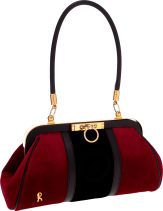 Roberta di Camerino Red & Black Velvet Top Handle Bag....
