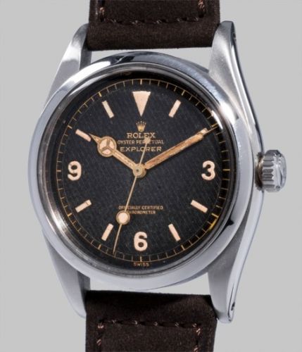 Rolex Follow;Ref. 6350;A very rare and highly attractive stainless steel wristwatch with sweep center seconds and ‘Explorer’ honeycomb dial
