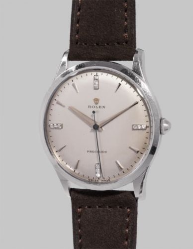Rolex Follow;Ref. 8029;A very large, elegant and rare stainless steel and diamond-set wristwatch with center seconds and presentation box