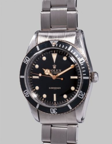 Rolex Follow;Ref. 6204;An extremely rare and unusual stainless steel diver's wristwatch with black glossy "underline" dial and bracelet