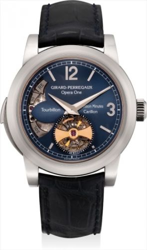 Girard-Perregaux Follow;A fine and very rare white gold minute repeating four gong westminster carillon wristwatch with tourbillon