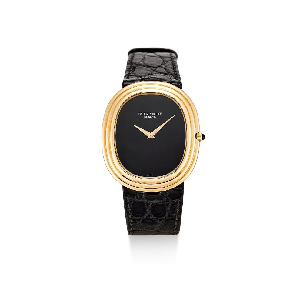PATEK PHILIPPE | ELLIPSE, REFERENCE 3634, A YELLOW GOLD WRISTWATCH WITH ONYX HARDSTONE DIAL, CIRCA 1977