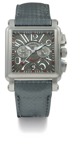 Franck Muller A LIMITED EDITION TITANIUM AUTOMATIC SQUARE CHRONOGRAPH WRISTWATCH WITH DATE CASE 10000HCC NO 36/50 INDIANAPOLIS CIRCA 2007