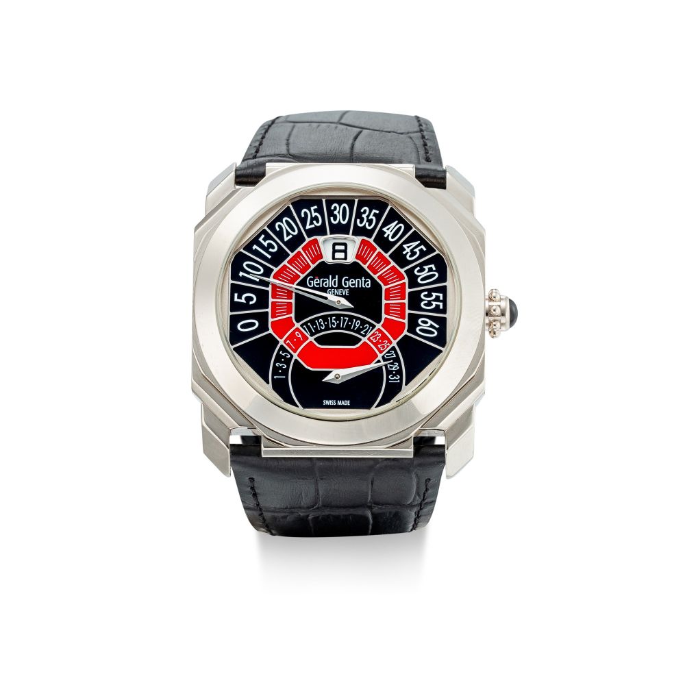 GERALD GENTA | OCTO BI-RETRO, REFERENCE OBR.Y.60, A WHITE GOLD JUMPING HOUR WRISTWATCH WITH RETROGRADE MINUTE AND DATE, CIRCA 2005