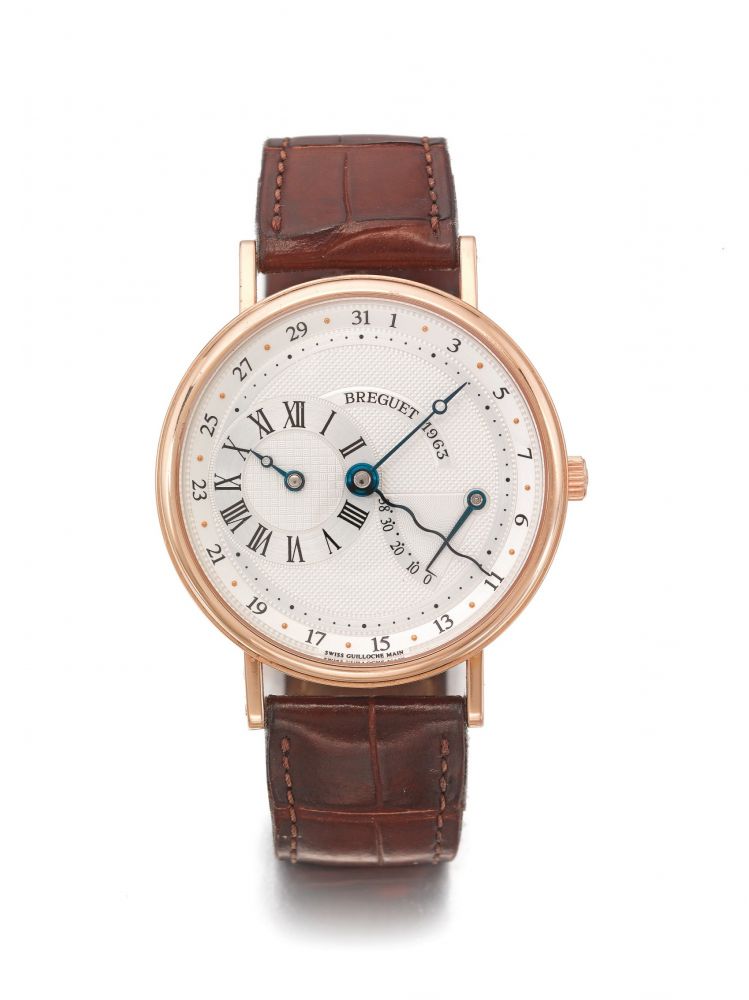 BREGUET | REF 3680, A PINK GOLD AUTOMATIC WRISTWATCH WITH DATE AND POWER RESERVE INDICATION CIRCA 2005