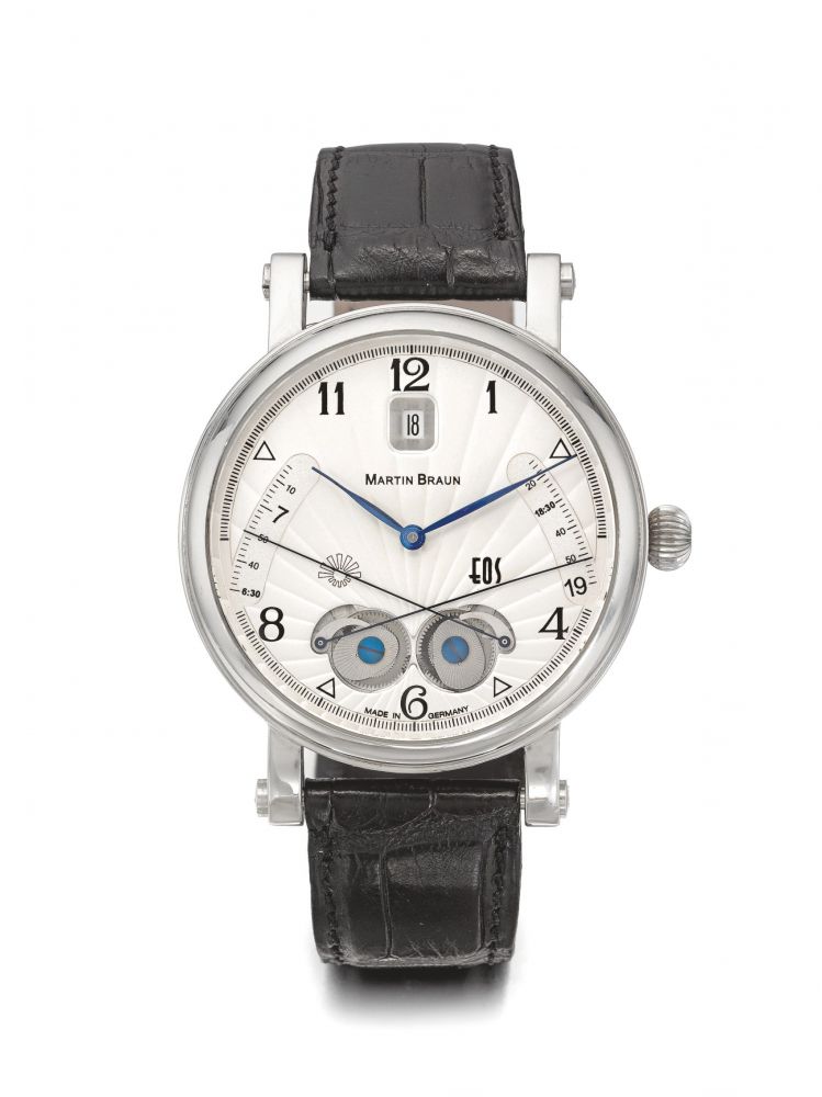 MARTIN BRAUN | REF 42S/172 EOS, A STAINLESS STEEL AUTOMATIC WRISTWATCH WITH DATE AND SUNRISE/SUNSET INDICATION CIRCA 2000