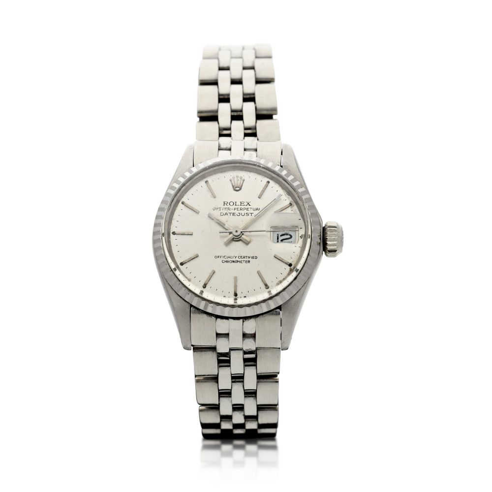 ROLEX | REFERENCE 6517 DATEJUST A WHITE GOLD AUTOMATIC CENTER SECONDS WRISTWATCH WITH DATE AND BRACELET, CIRCA 1968