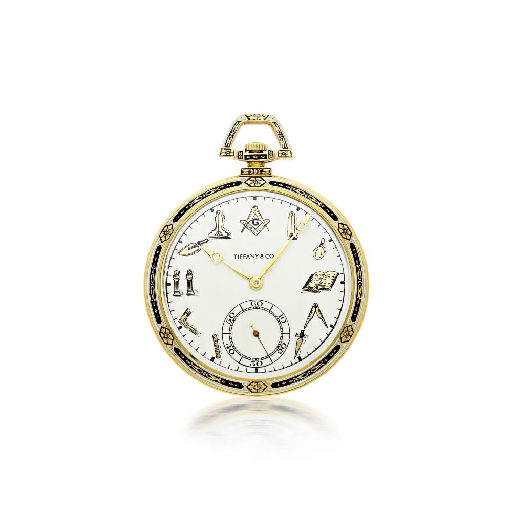 C.H. MEYLAN | RETAILED BY TIFFANY & CO A YELLOW GOLD AND ENAMEL OPENED FACED WATCH, CIRCA 1925