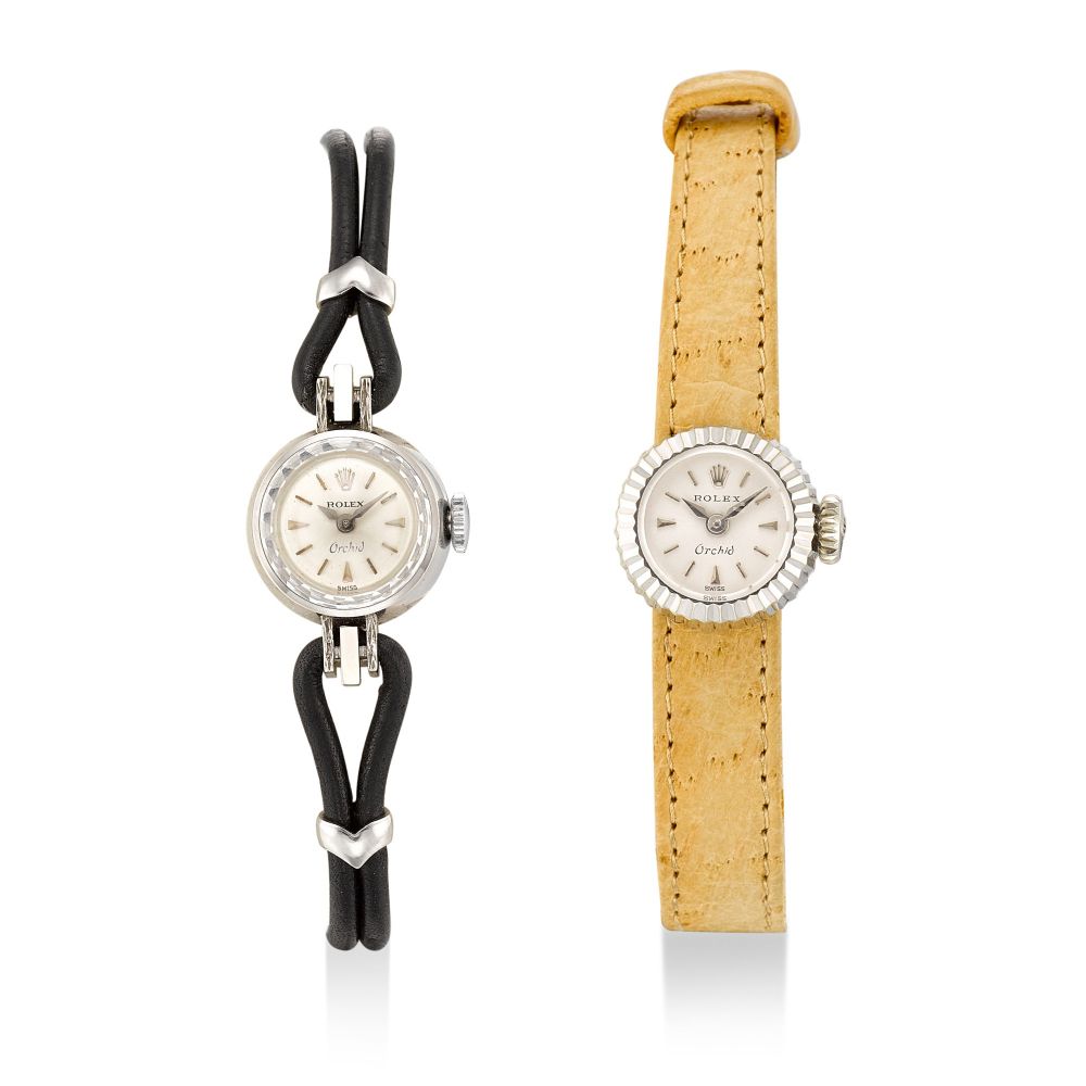 ROLEX | ORCHID, A PAIR OF WHITE GOLD AND STAINLESS STEEL WRISTWATCHES, CIRCA 1960