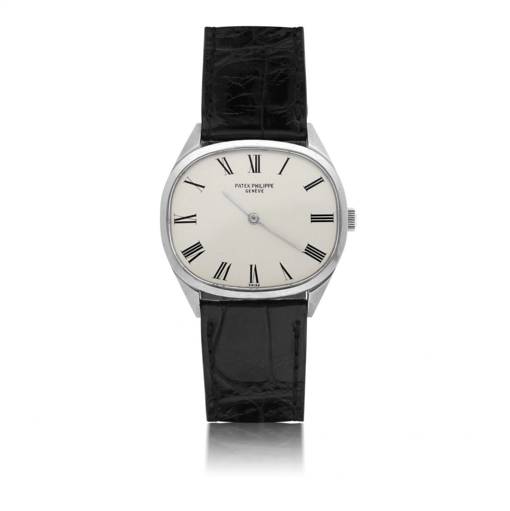 PATEK PHILIPPE | REF 3545, A WHITE GOLD CUSHION FORM WRISTWATCH CIRCA 1985