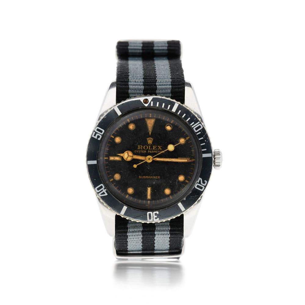 ROLEX | REFERENCE 6205 'SMALL CROWN' SUBMARINER A STAINLESS STEEL AUTOMATIC WRISTWATCH WITH CENTER SECONDS, CIRCA 1955