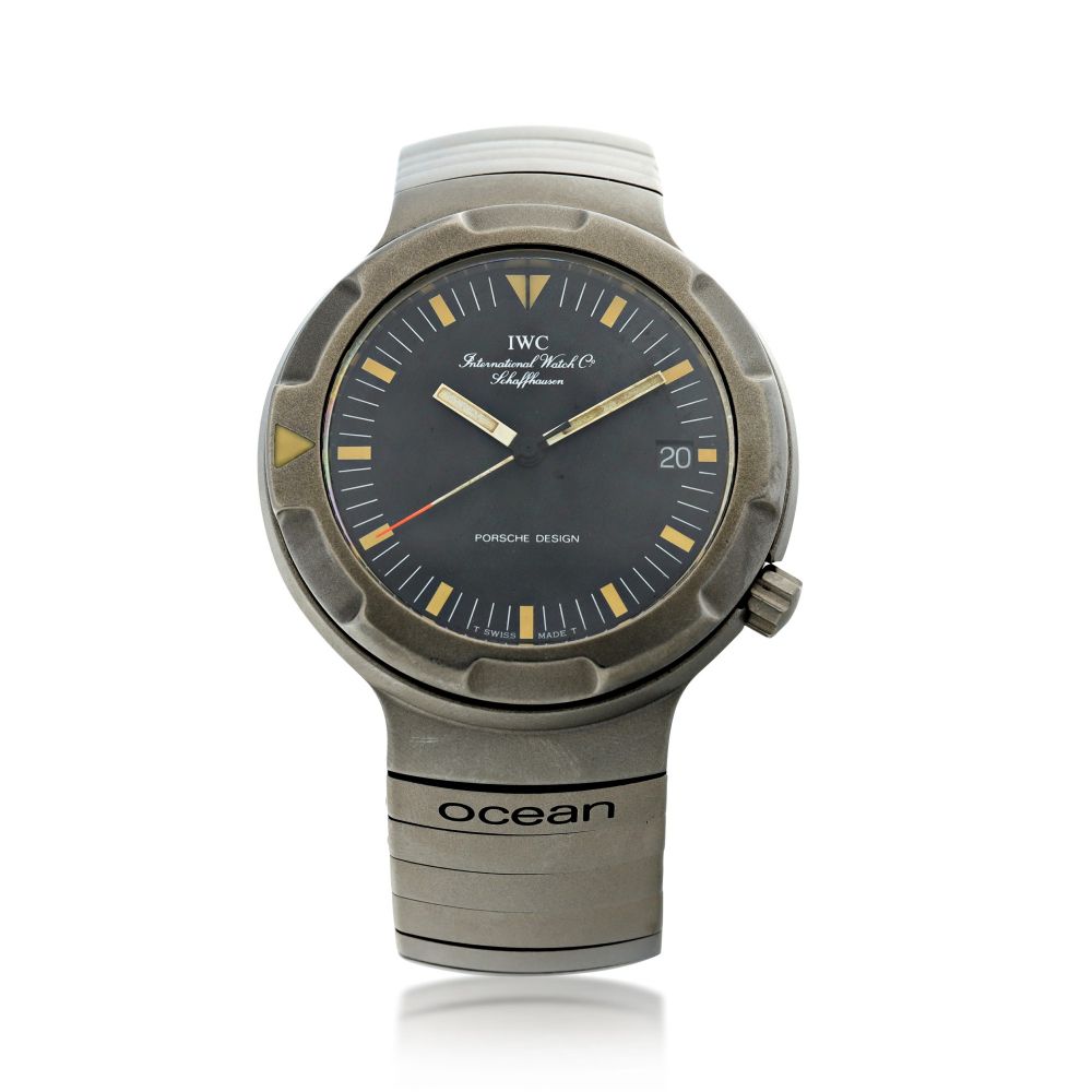 IWC | IWC X PORSCHE DESIGN: OCEAN 2000 A TITANIUM AUTOMATIC WRISTWATCH WITH DATE AND BRACELET, CIRCA 1990