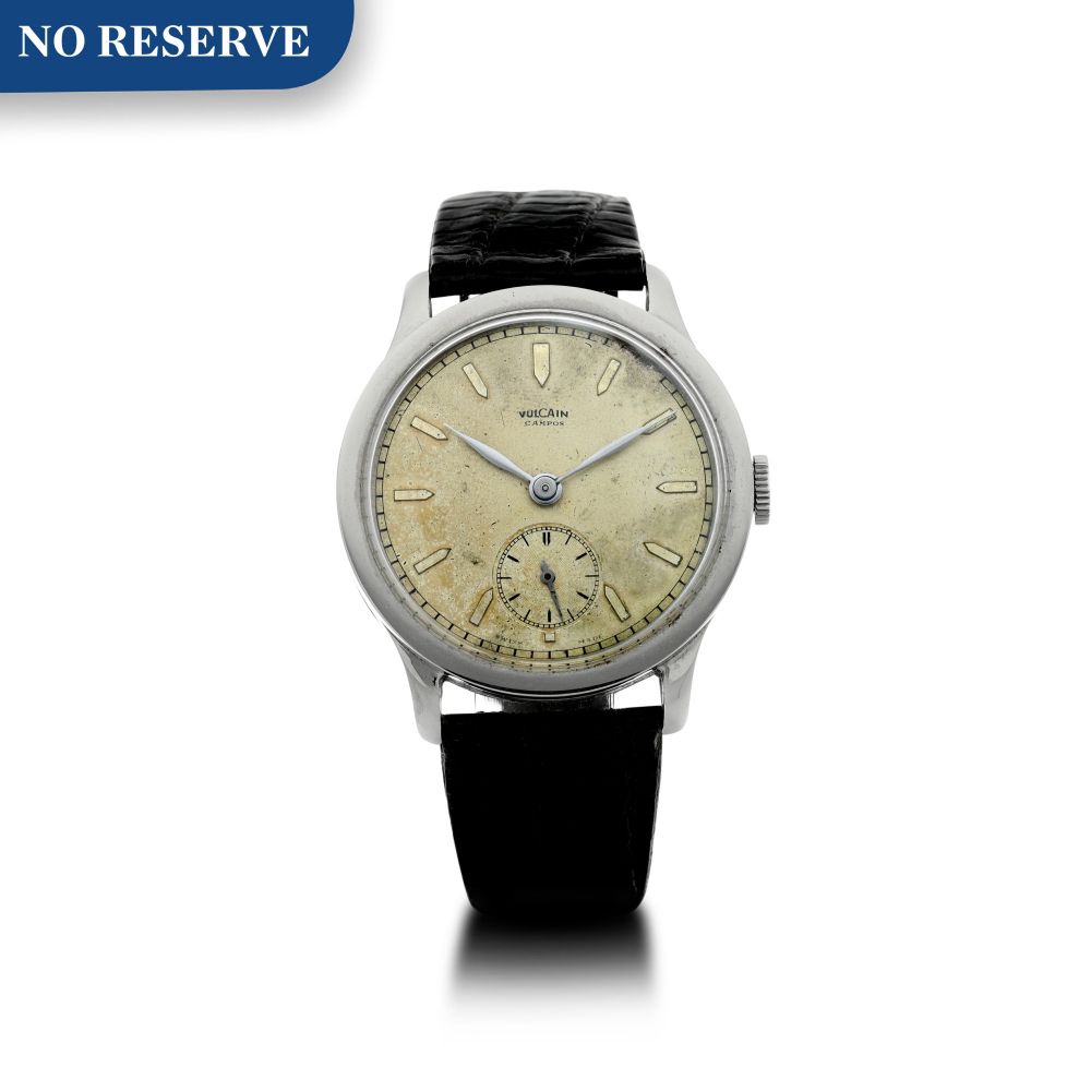 VULCAIN | A STAINLESS STEEL WRISTWATCH, CIRCA 1960