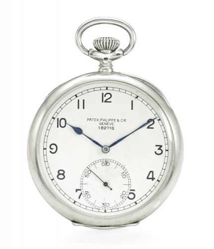 Patek Philippe & Cie.A SILVER OPEN-FACED KEYLESS DECK WATCH WITH GUILLAUME BALANCE REF 739 MVT 182716 CASE 626022 MOVEMENT MADE IN 1914