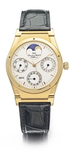 IWC.A RARE AUTOMATIC YELLOW GOLD PERPETUAL CALENDAR WRISTWATCH REF 3540 NO 2477457 INGENIEUR CIRCA 1995
