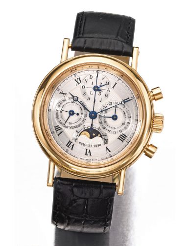 Breguet.A VERY FINE PINK GOLD PERPETUAL CALENDAR CHRONOGRAPH WRISTWATCH WITH REGISTER AND MOON PHASES REF 5617 NO 6930 CLASSIQUE CIRCA 2005