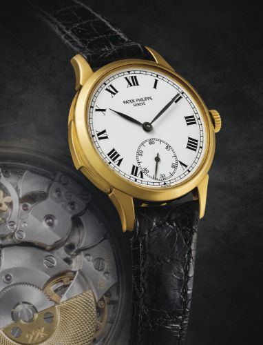 Patek Philippe.A VERY RARE AND FINE YELLOW GOLD AUTOMATIC MINUTE REPEATING WRISTWATCH, MADE TO CELEBRATE THE 150TH ANNIVERSARY OF PATEK PHILIPPE IN 1989 REF 3979 MVT 1904007 CASE 2865077 CIRCA 1989