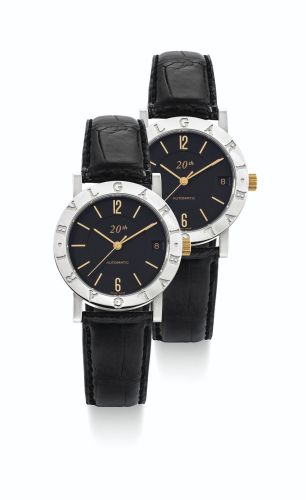 Bulgari.A SET OF TWO LIMITED EDITION STAINLESS STEEL AUTOMATIC WRISTWATCHES WITH DATE, MADE TO COMMEMORATE 20TH ANNIVERSARY OF THE MODEL NO 362/1500 NO 715/1500 CIRCA 2013