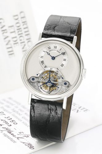 Breguet.A FINE PLATINUM TOURBILLON WRISTWATCH REF 3350 NO 1503A 5/7 CIRCA 1990