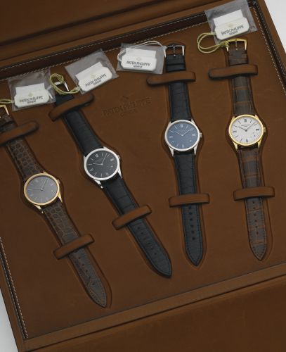 Patek Philippe.A RARE AND LIMITED EDITION SET OF FOUR AUTOMATIC WRISTWATCHES REF 5026 MVT 3151412 CASE 4030416 / MVT 3150382 CASE 4030416 / MVT 3151302 CASE 4054103 / MVT 3151449 CASE 4030357 MILLENNIUM MADE IN 2001