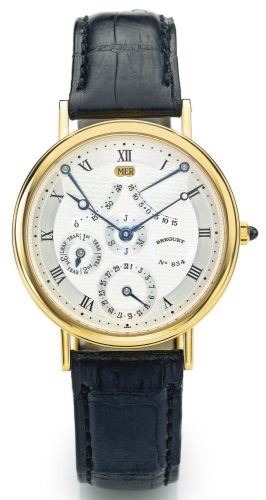Breguet.A FINE AND RARE YELLOW GOLD AUTOMATIC PERPETUAL CALENDAR WRISTWATCH WITH POWER RESERVE AND EQUATION OF TIME REF 3477 NO 834 CIRCA 2000