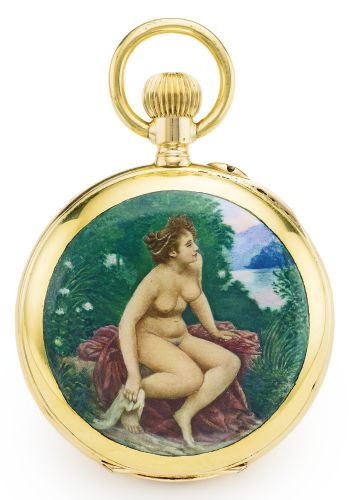 Marcks & Co.A FINE YELLOW GOLD AND ENAMEL OPEN FACED WATCH MADE FOR THE INDIAN MARKET NO 38697 CIRCA 1880