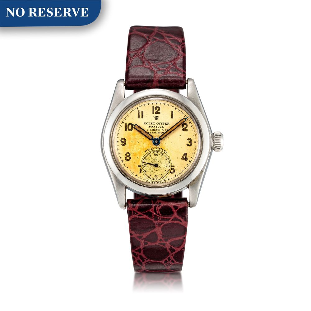 Rolex | Oyster Royal, Reference 2280, A stainless steel wristwatch, Retailed by J. Hersch & Co. Germiston, Circa 1942 | 勞力士 | Oyster Royal 型號2280 精鋼腕錶，由J. Hersch & Co. Germiston發行，約1942年製
