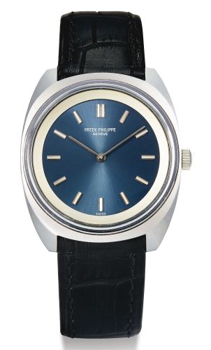 Patek Philippe.A STAINLESS STEEL CUSHION-FORM WRISTWATCH REF 3579/1 MVT 1157088 CASE 519622 CIRCA 1968.A STAINLESS STEEL CUSHION-FORM WRISTWATCH REF 3579/1 MVT 1157088 CASE 519622 CIRCA 1968