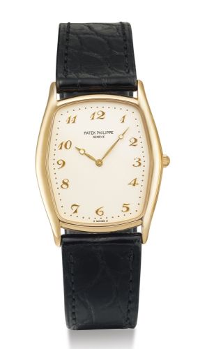 Patek Philippe.A PINK GOLD TONNEAU-FORM WRISTWATCH REF 3842 MVT 1373916 CASE 2903189 MADE IN 1992.A PINK GOLD TONNEAU-FORM WRISTWATCH REF 3842 MVT 1373916 CASE 2903189 MADE IN 1992