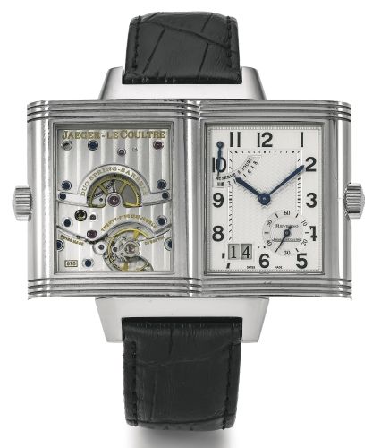 Jaeger-LeCoultre A STAINLESS STEEL RECTANGULAR REVERSIBLE WRISTWATCH WITH DATE AND 8-DAY POWER RESERVE INDICATION REF 240.8.15 CASE 2182007 REVERSO GRANDE DATE CIRCA 2003