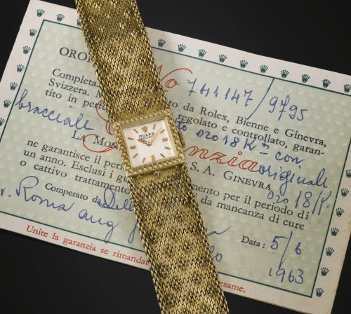 Rolex A LADY'S YELLOW GOLD SQUARE BRACELET WATCH REF 9725 CASE 741147 PRECISION CIRCA 1963