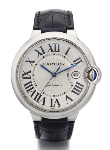 Cartier A LARGE WHITE GOLD AUTOMATIC CENTRE SECONDS WRISTWATCH WITH DATE REF 3000 NO 107301NX BALLON BLEU CIRCA 2005