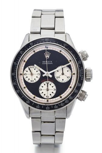 Rolex A STAINLESS STEEL CHRONOGRAPH WRISTWATCH WITH REGISTERS AND BRACELET REF 6240 CASE 1659572 'PAUL NEWMAN' COSMOGRAPH DAYTONA CIRCA 1967