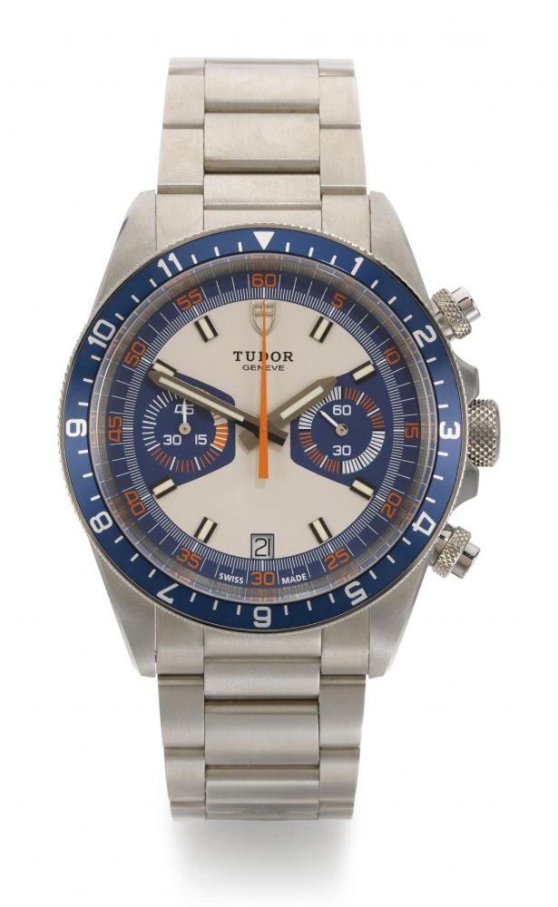 TUDOR | HERITAGE CHRONO BLUE, REFERENCE 70330B STAINLESS STEEL CHRONOGRAPH WRISTWATCH WITH DATE AND BRACELET CIRCA 2019