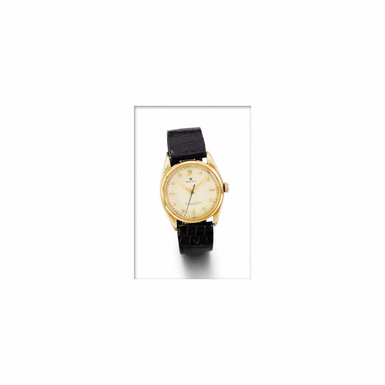 A GOLD CENTRE SECONDS WRISTWATCH ROLEX OYSTER REF.4365 WITH ORIGINAL CERTIFICATE CIRCA 1945