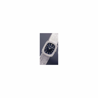 A LADY'S RECTANGULAR WHITE GOLD AND DIAMOND BRACELET WATCH, PATEK PHILIPPE & CO., GEN