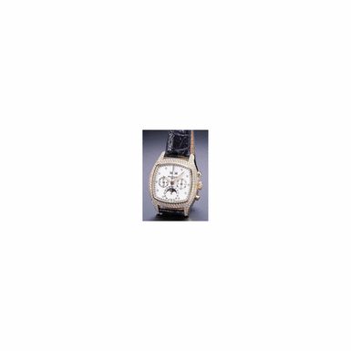 A VERY RARE AND MAGNIFICENT GOLD AND DIAMOND SET CUSHION FORM PERPETUAL CALENDAR CHRONOGRAPH WRISTWATCH WITH MOON PHASES, PATEK PHILIPPE & CO., GEN
