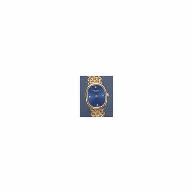 A LADY'S GOLD ELLIPTICAL BRACELET WATCH WITH DIAMOND SET DIAL, PATEK PHILIPPE & CO., GEN