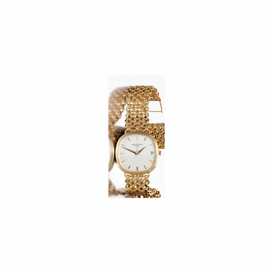 PATEK PHILIPPE, 'GOLDEN CIRCLE', 1984, NO.1.440.292, REF. 3734/1, A RARE GOLD AUTOMATIC CUSHION FORM CENTRE SECONDS BRACELET WATCH WITH DATE