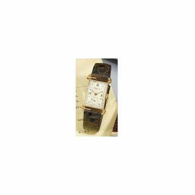 A FINE AND RARE PINK GOLD RECTANGULAR WRISTWATCH WITH UNUSUAL SCROLL LUGS, PATEK PHILIPPE & CO., GEN